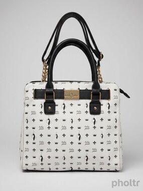 Vintage Baby Phat Black & White Logo Print Satchel